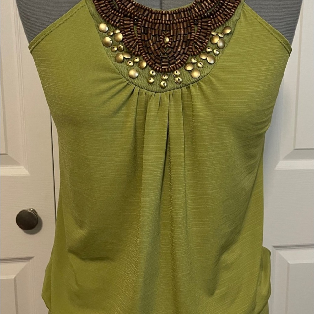 BCX Olive Beaded Tank Top